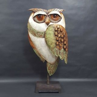 Pier 1 Imports Metal Owl On Stand Table Top Home Garden Decor Art Statue Figure