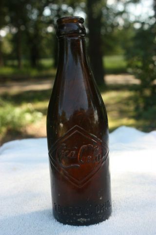 Vintage Amber Straight Side Ss Coca Cola Bottle - - Toledo,  Ohio - - Double Diamond