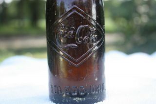 Vintage Amber Straight Side SS Coca Cola Bottle - - Toledo,  Ohio - - Double diamond 2