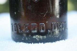 Vintage Amber Straight Side SS Coca Cola Bottle - - Toledo,  Ohio - - Double diamond 3