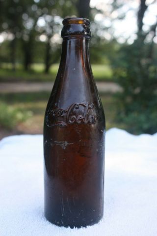 Vintage Amber Straight Side SS Coca Cola Bottle - - Toledo,  Ohio - - Double diamond 4