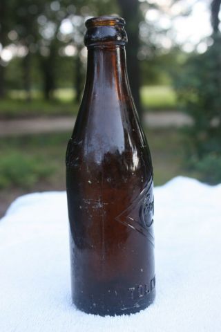 Vintage Amber Straight Side SS Coca Cola Bottle - - Toledo,  Ohio - - Double diamond 6