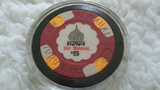 $5 Trump Taj Mahal Atlantic City Casino Chip.  Obsolete Out Of Business.
