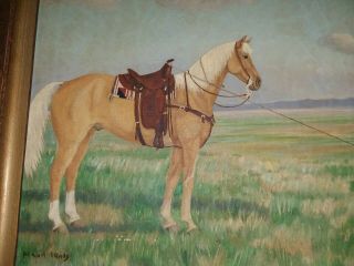 Framed 1900 Texas FOLK ART Oil on Canvas Cowboy & Horse CALF ROPING 16 