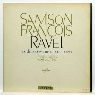 Saxf 836 Samson Francois,  Cluytens - Ravel The 2 Concertos Columbia Lp Ex,