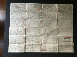 1920s TEXACO Road Map GEORGIA SOUTH CAROLINA (NO Route 66) 2