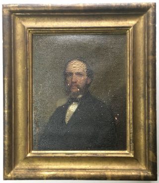 Antique Old 1820s Early American Realism Portrait Oil Painting Gentleman Boston