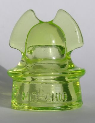 Mid Ohio 31 Si - 259 - 1.  250 Yellow Green Vaseline Glass Insulator Commem.