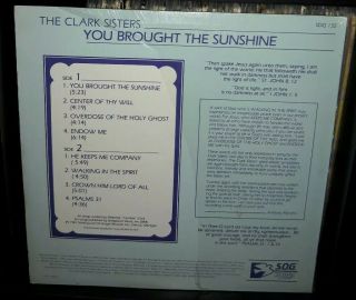 The Clark Sisters - You Brought The Sunshine - Vinyl LP - 1981 Sound Of Gospel 2