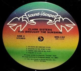 The Clark Sisters - You Brought The Sunshine - Vinyl LP - 1981 Sound Of Gospel 5