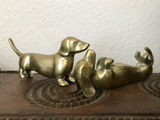 Vintage Brass Dachshund Weiner Dogs Figurines