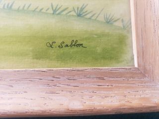 Vintage LOULETTE SABLON Watercolor Painting Framed Signed 4