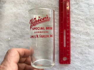 Vintage Kaier ' s Beer Glass,  Mahanoy City,  PA.  Schuylkill county 4