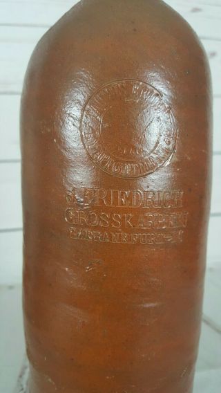Antique Primitive Stoneware Mineral Water Bottle Jug J.  Friedrich Grosskarben 2