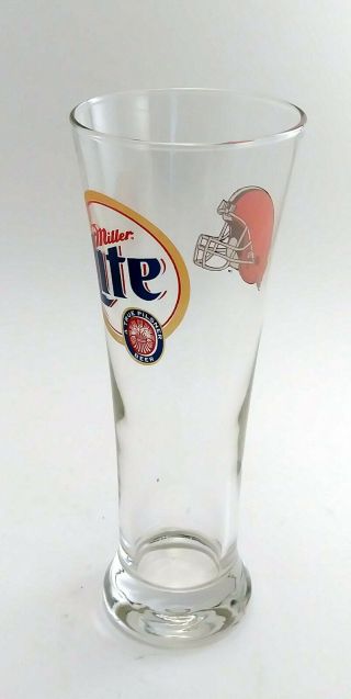 Vintage Set Of 2 Cleveland Browns And Miller Lite Pilsner Beer Glasses