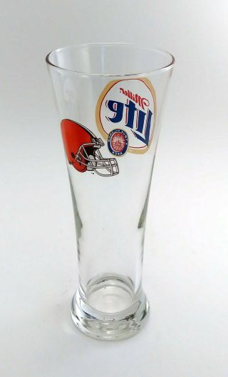 Vintage Set of 2 Cleveland Browns And Miller Lite Pilsner Beer Glasses 3