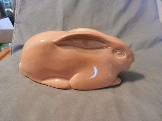 Pink Ceramic Rabbit Laying Down With Crackled Finish Figurine (m)