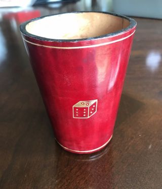 Made In Italy Vintage Red And Gold Dice Cup With Dice Logo On One Side