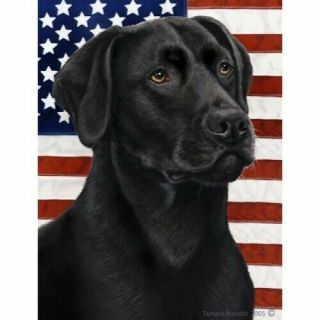 Patriotic (2) House Flag - Black Labrador Retriever 32001
