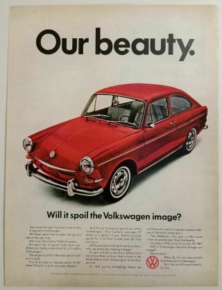 1967 Print Ad Vw Volkswagen Fastback 2 - Door Red Car Our Beauty