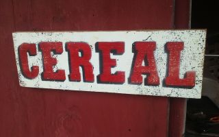 Vintage Wooden Grocery Sign Cereal