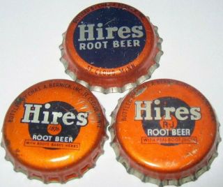 3 Diff.  Hires St.  Cloud Root Beer Soda Bottle Caps; Cork