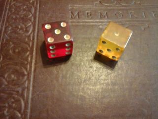 Vintage Dice 1 " Tall See Through Red And Yellow