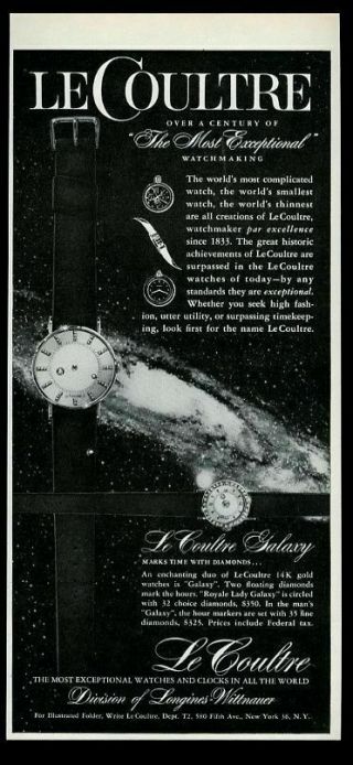 1958 Jaeger - Lecoultre Galaxy Watch Photo Vintage Print Ad