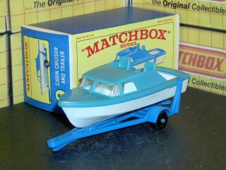 Matchbox Lesney Cabin Cruiser Boat & Trailer 9 D1 Dull Blue Sc2 Vnm Crafted Box