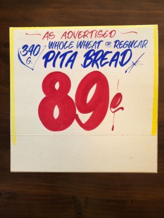 Authentic Honest Ed’s “pita Bread” Hand Painted In Store Vintage Sign Rare