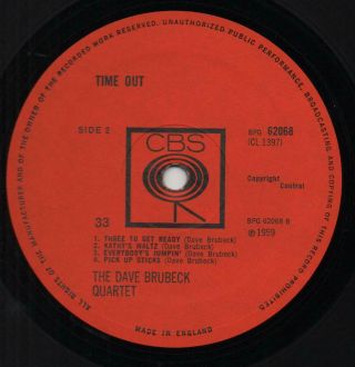 THE DAVE BRUBECK QUARTET time out 1962 UK CBS MONO VINYL LP RECORD 4