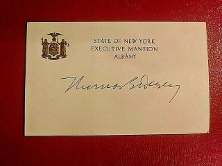 Thomas E Dewey Signed Executive Mansion Seal Signature Card Governor Of York