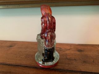 SANTA CLAUS LEAVING CHIMNEY GLASS CANDY CONTAINER PAINT 3
