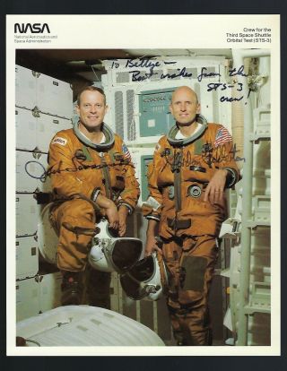 Sts - 3 Full Crew Signed Vintage Nasa Lousma & Fullerton.  Space