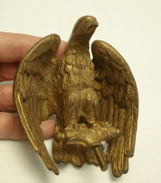 Vintage Gilt Brass Eagle Figurine Hood Ornament? Flag Pole Topper Finial ?