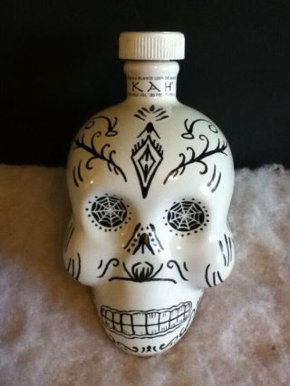 Kah Skull Tequila Bottle Blanco Handcrafted 750 Ml Empty Cork Cap Anfora
