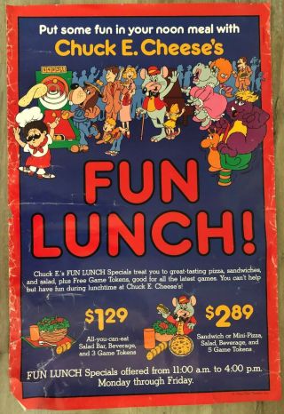 Chuck E.  Cheese Fun Lunch: Early Pizza Time Theatre Poster