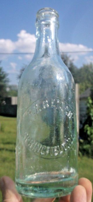 Aqua Hand Blown Soda F.  X.  Reisch Springfield,  Il 1910 
