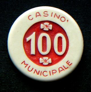 1950s Rare Chip 100 Lire Italy San Remo Casino Municipale