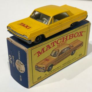 Matchbox Lesney Vintage 20 - C3 Chevrolet Impala Taxi Nm 1965 Good Type E Box