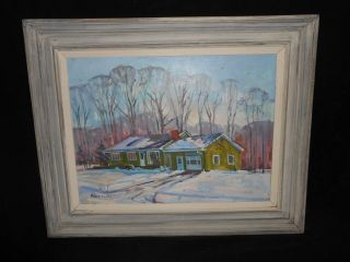 Vintage Oil Painting Home In Winter Signed M W Kennedy Good Frame Listed Artist
