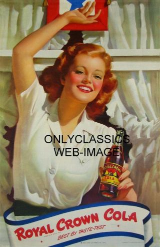 1943 Royal Crown Cola Rc Bottle Cute Sexy Patriotic Pinup Girl 11x17 Poster Soda