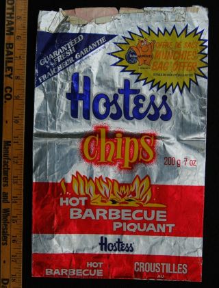 [ 1981 Hostess Frito - Lay Vintage Potato Chip Bag W/ Munchies Mascot Bag Offer ]