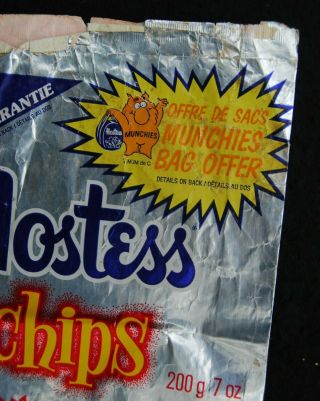 [ 1981 Hostess Frito - Lay Vintage POTATO CHIP BAG w/ Munchies Mascot Bag Offer ] 3