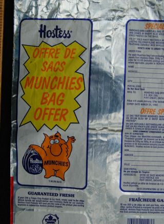 [ 1981 Hostess Frito - Lay Vintage POTATO CHIP BAG w/ Munchies Mascot Bag Offer ] 4