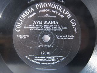 78rpm Anton Moser Sings Ave Maria - Rare Black & Silver Columbia Vienna 1905