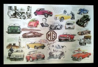 Poster Vintage Cars Mg Roadster Factory Print England Dealership Classic Mgb Gt