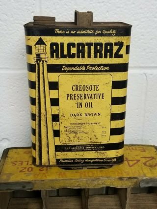 Old Alcatraz Metal Oil 1 Gal Can Gallon Not A Sign Gas