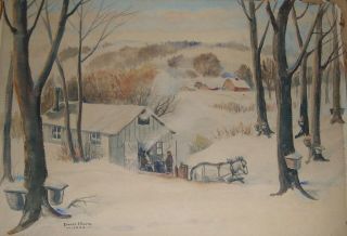 Winter Rural Horse And Wagon Scene,  Edward C.  Klotz Listed American Artist