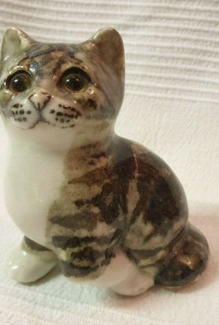 Lovely Jenny Winstanley Pottery Cat Kitten With Glass Eyes